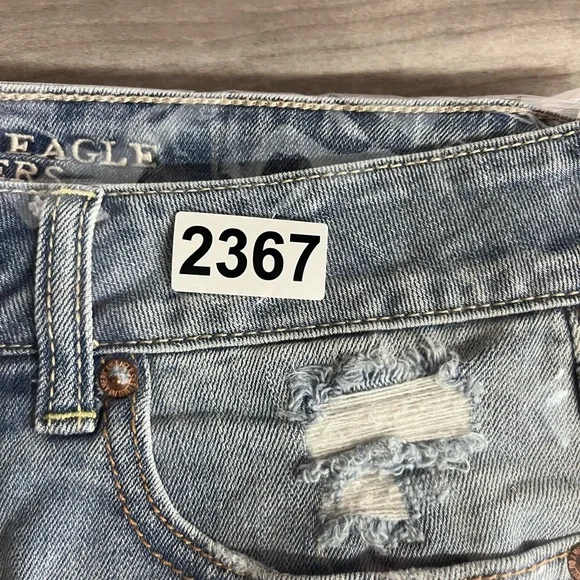 American Eagle Distressed Shortie Shorts Womens 6 Stretch Blue Denim Cute 2367 - Picture 8 of 8